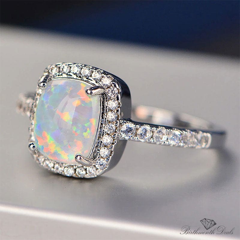 October White Opal Birthstone Ring - Birthmonth Deals