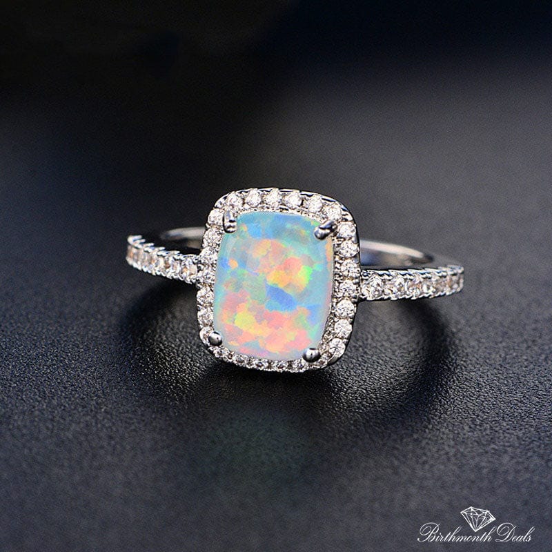 October White Opal Birthstone Ring - Birthmonth Deals