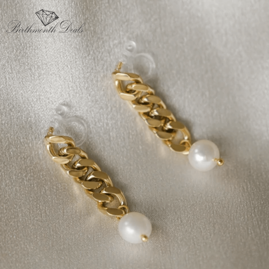 Pearl Clip-On Chain Earrings - Birthmonth Deals