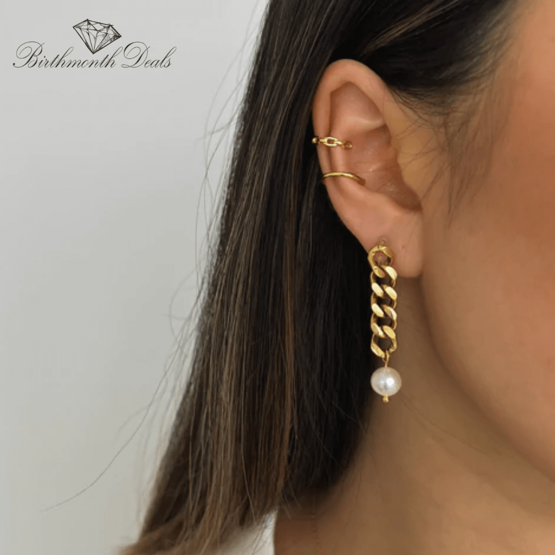 Pearl Clip-On Chain Earrings - Birthmonth Deals