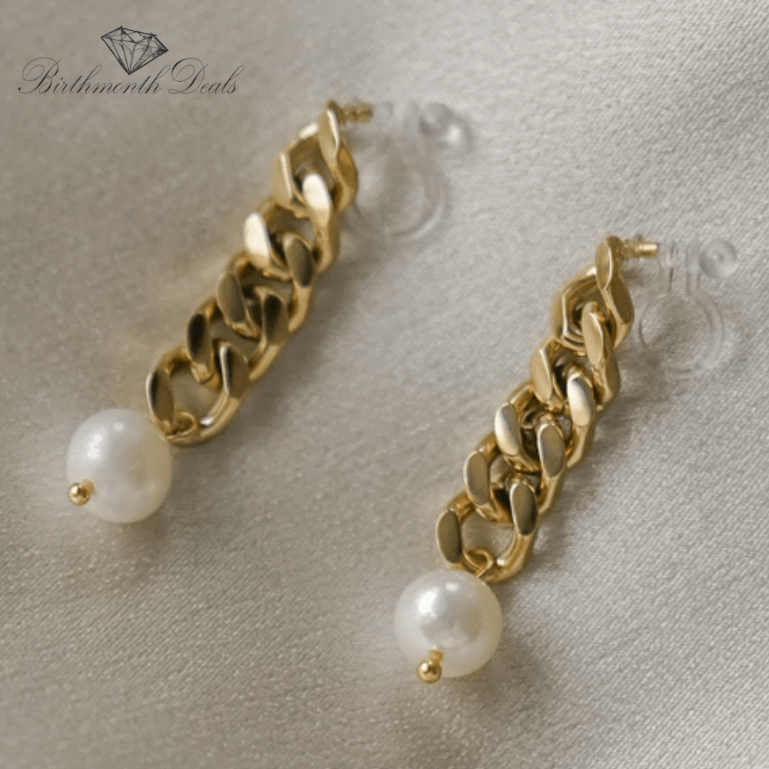 Pearl Clip-On Chain Earrings - Birthmonth Deals