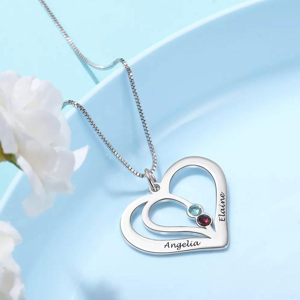 Personalized Heart Birthstone necklace - Birthmonth Deals