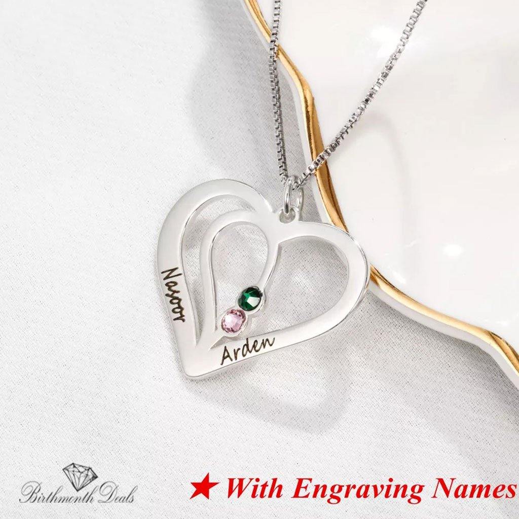 Personalized Heart Birthstone necklace - Birthmonth Deals