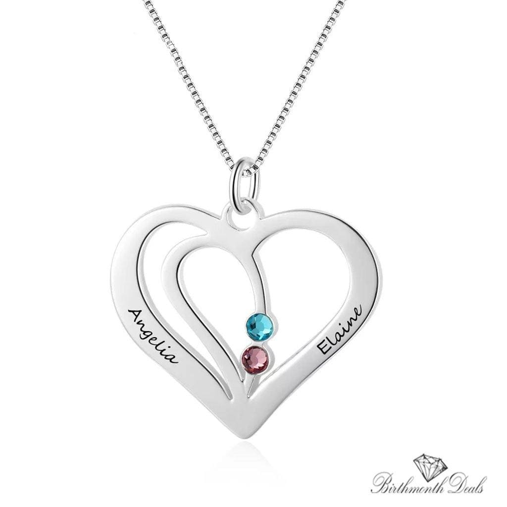 Personalized Heart Birthstone necklace - Birthmonth Deals