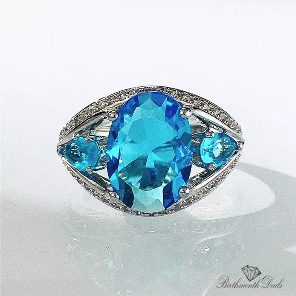 March Aquamarine Birthstone Ring - Birthmonth Deals