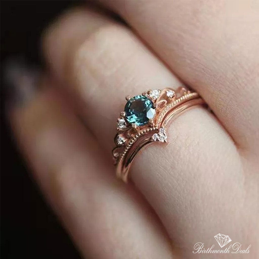 March Aquamarine Birthstone Stacking Ring - Birthmonth Deals