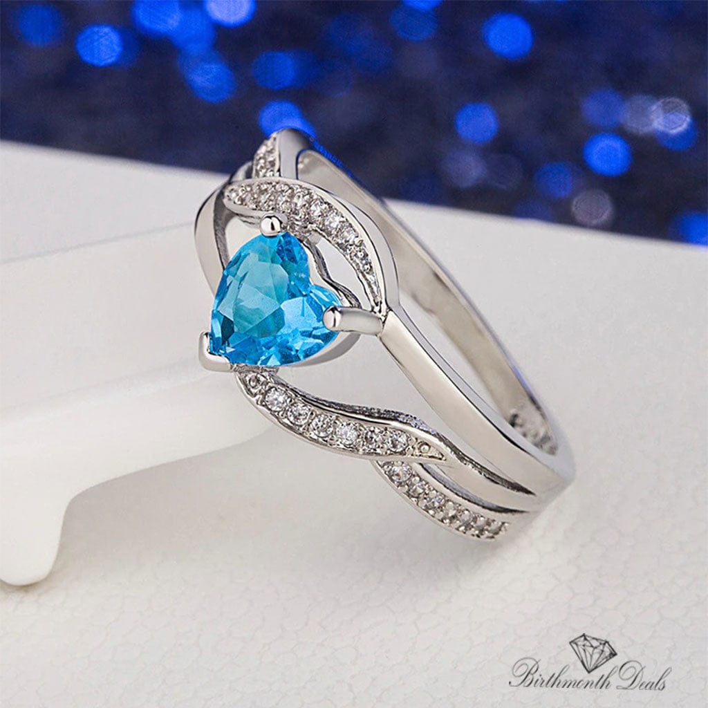 March Aquamarine Birthstone Ring - Birthmonth Deals