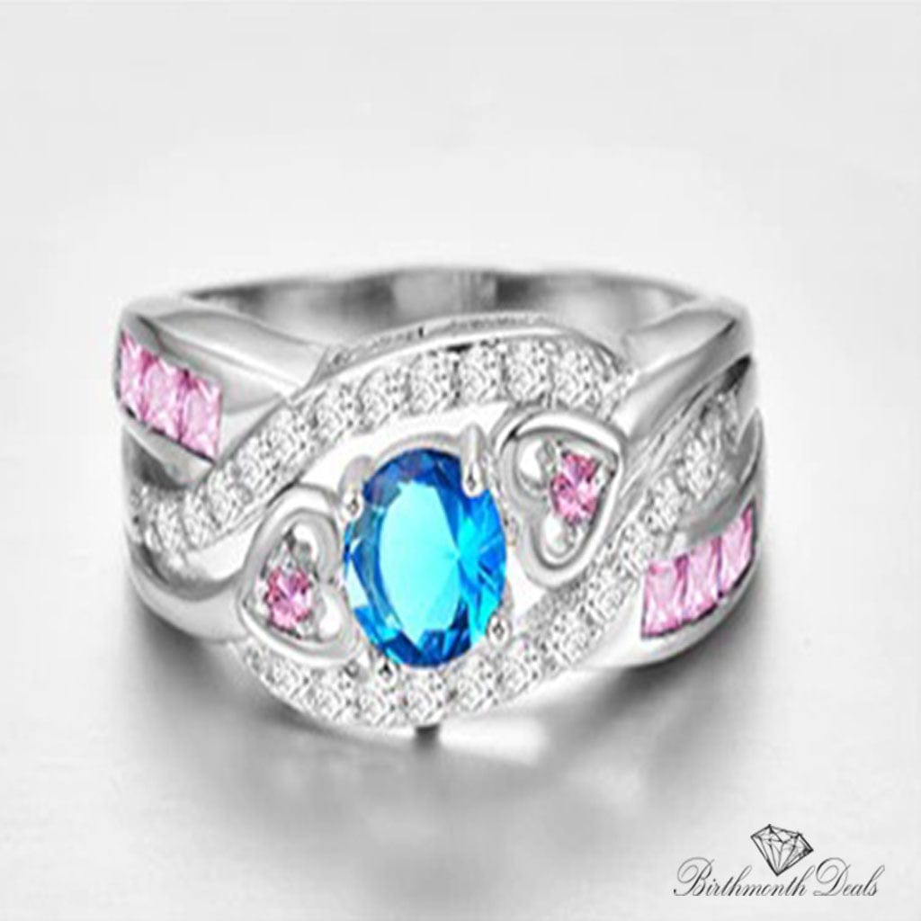 March Aquamarine Birthstone Ring - Birthmonth Deals