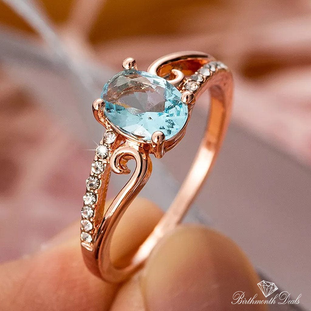 March Aquamarine Birthstone Ring - Birthmonth Deals