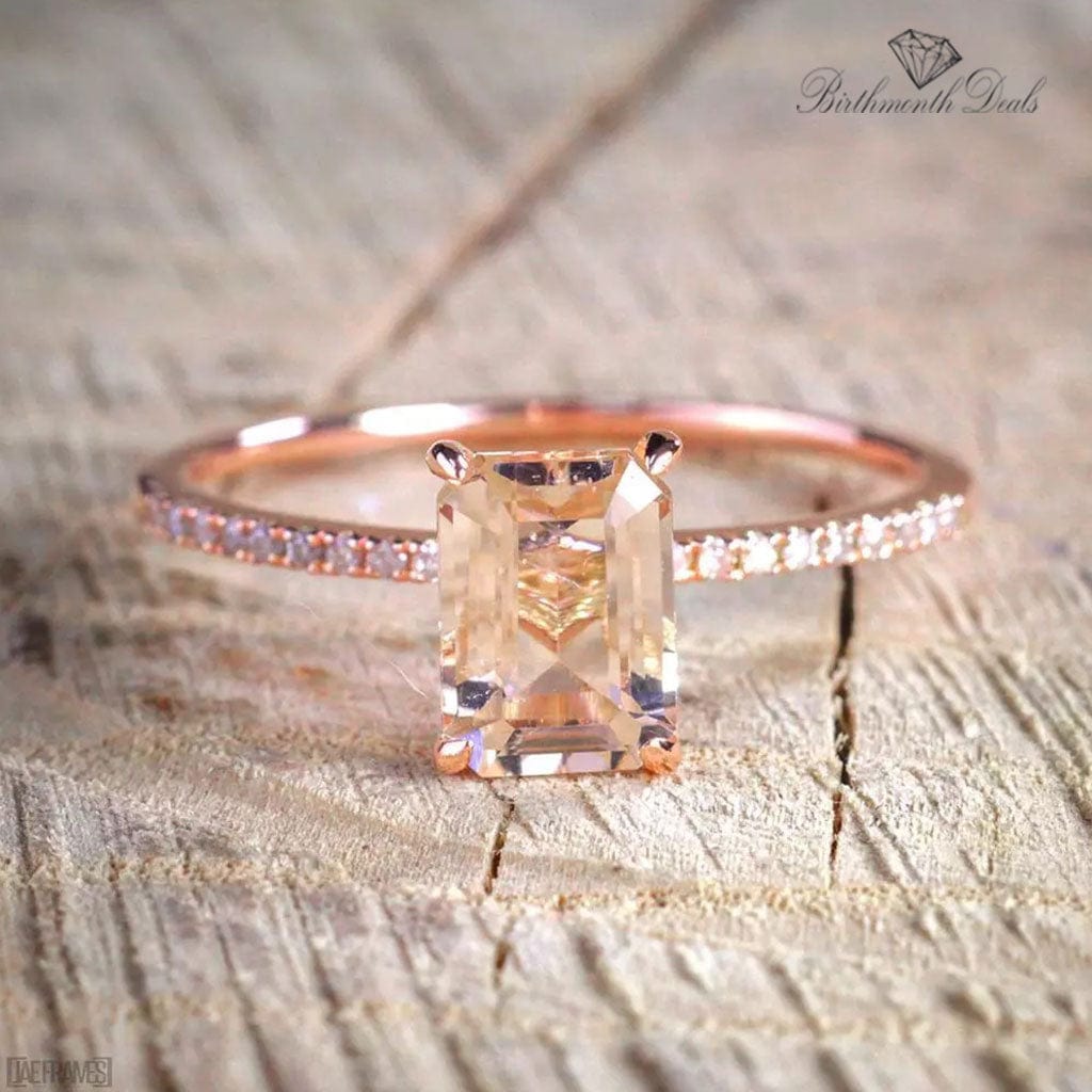 January Rose Quartz Birthstone Stacking Ring - Birthmonth Deals