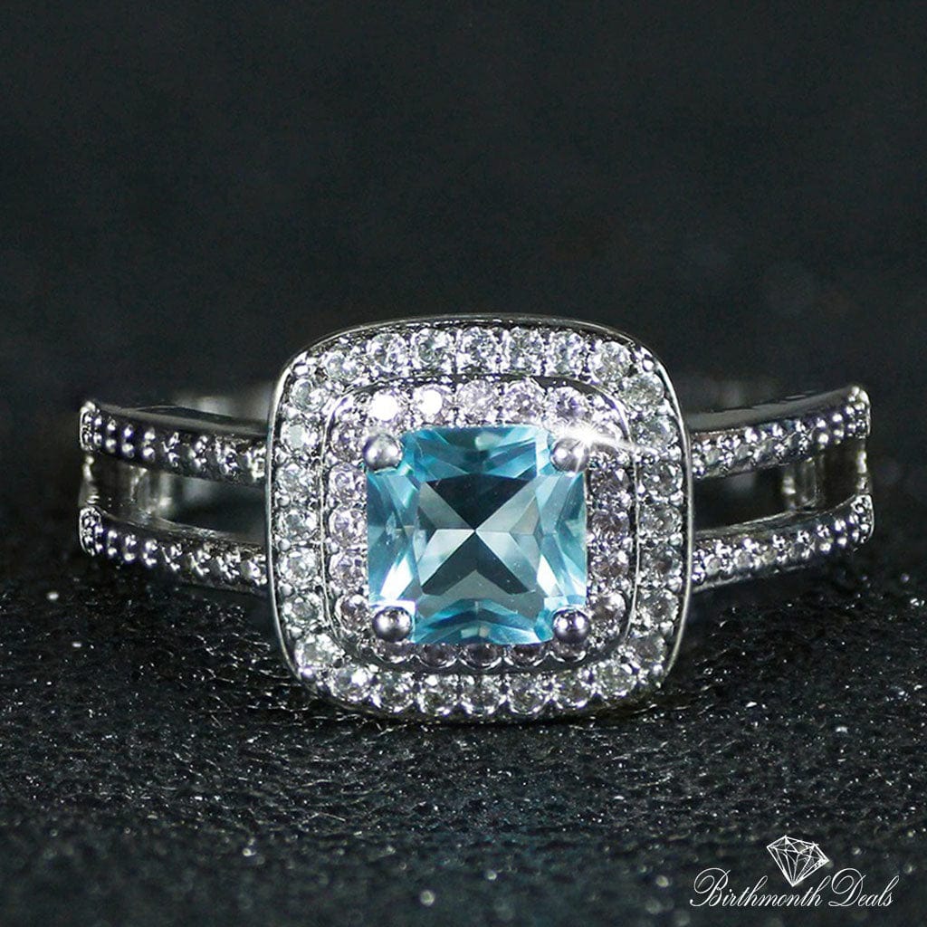 March Aquamarine Birthstone Ring - Birthmonth Deals