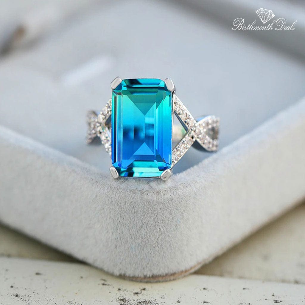 March Aquamarine Birthstone Ring - Birthmonth Deals