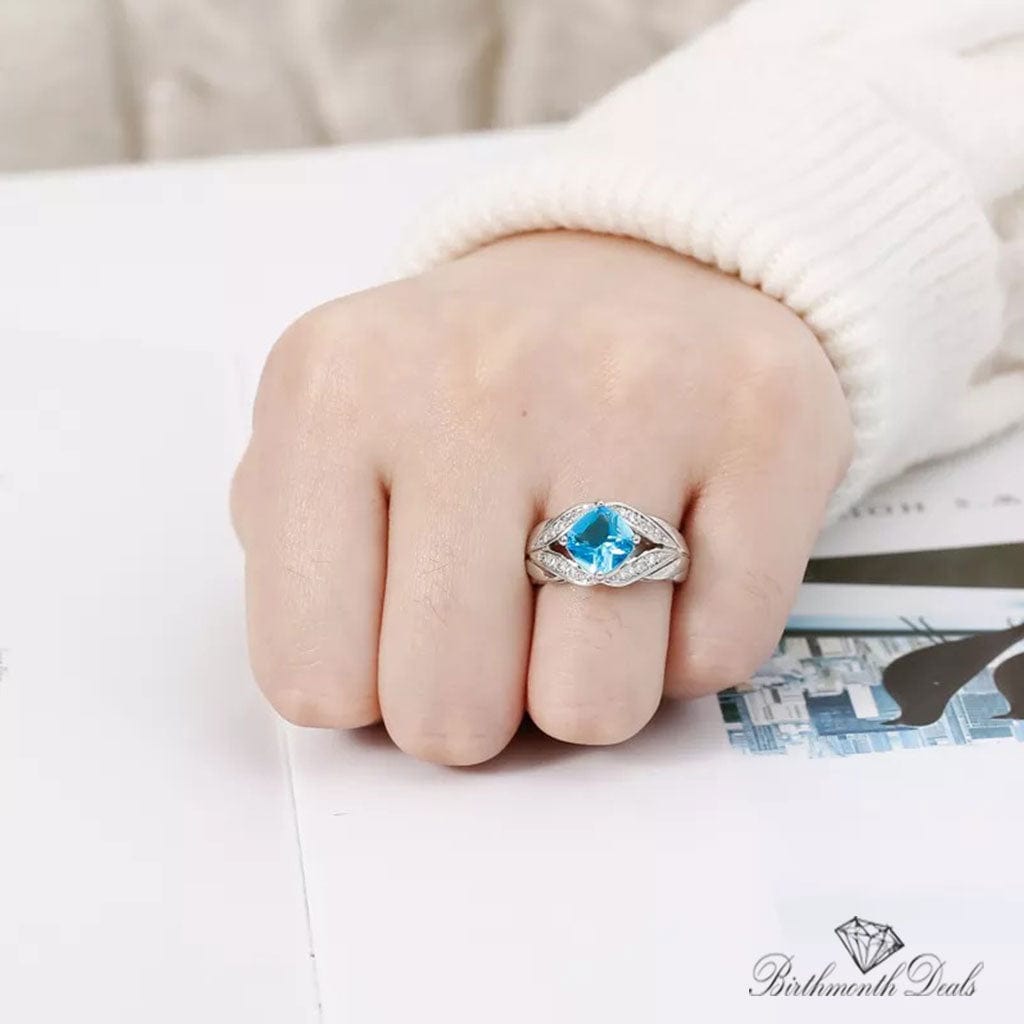 March Aquamarine Birthstone Ring - Birthmonth Deals