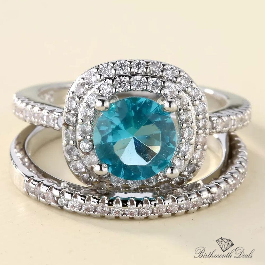 March Aquamarine Birthstone Stacking Ring - Birthmonth Deals