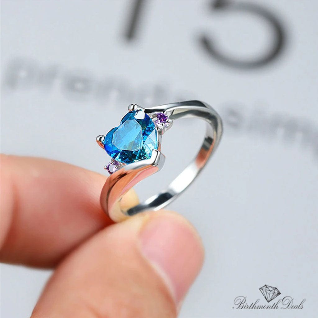 March Aquamarine Birthstone Ring - Birthmonth Deals