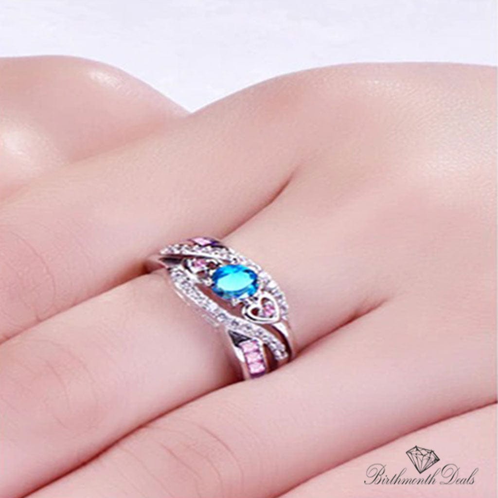 March Aquamarine Birthstone Ring - Birthmonth Deals