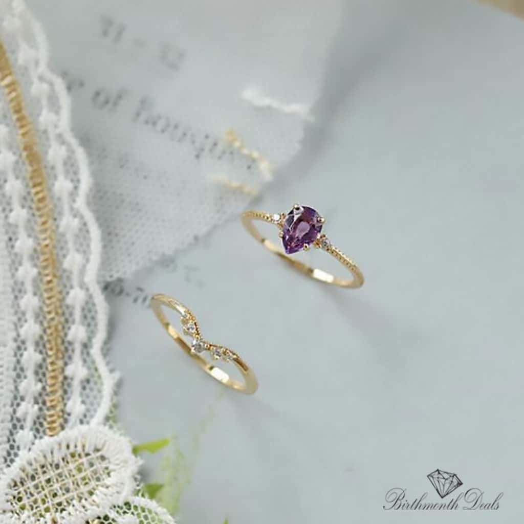 June Alexandrite Birthstone Stacking Ring - Birthmonth Deals