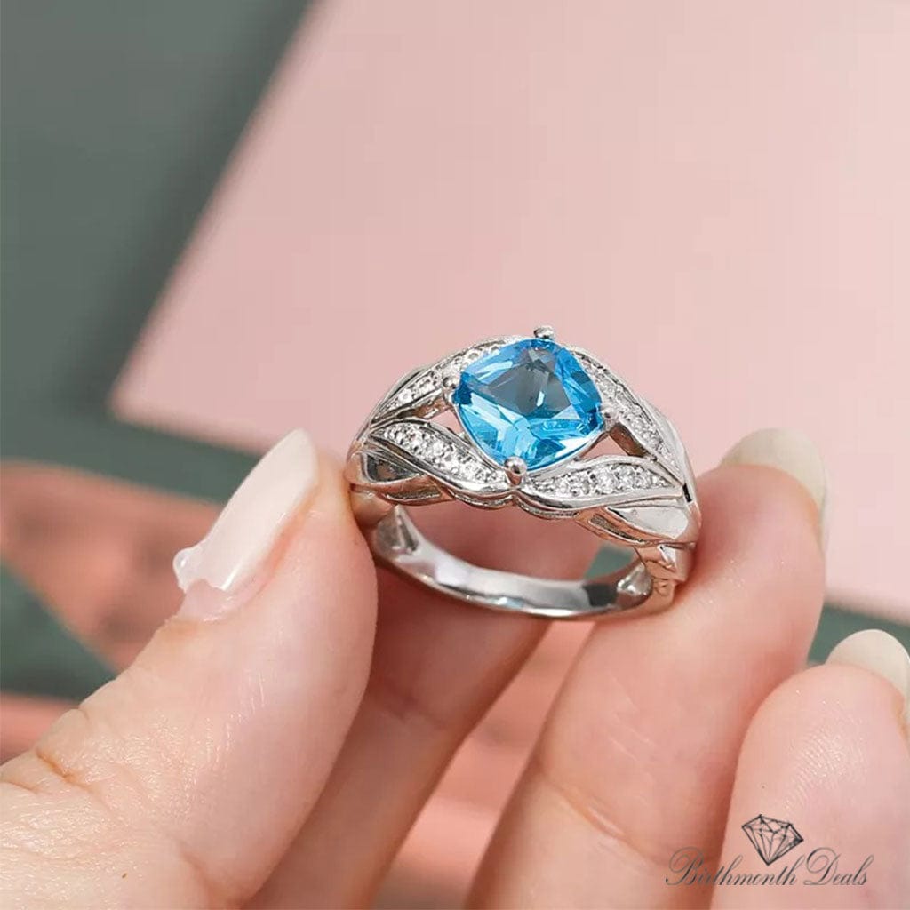 March Aquamarine Birthstone Ring - Birthmonth Deals