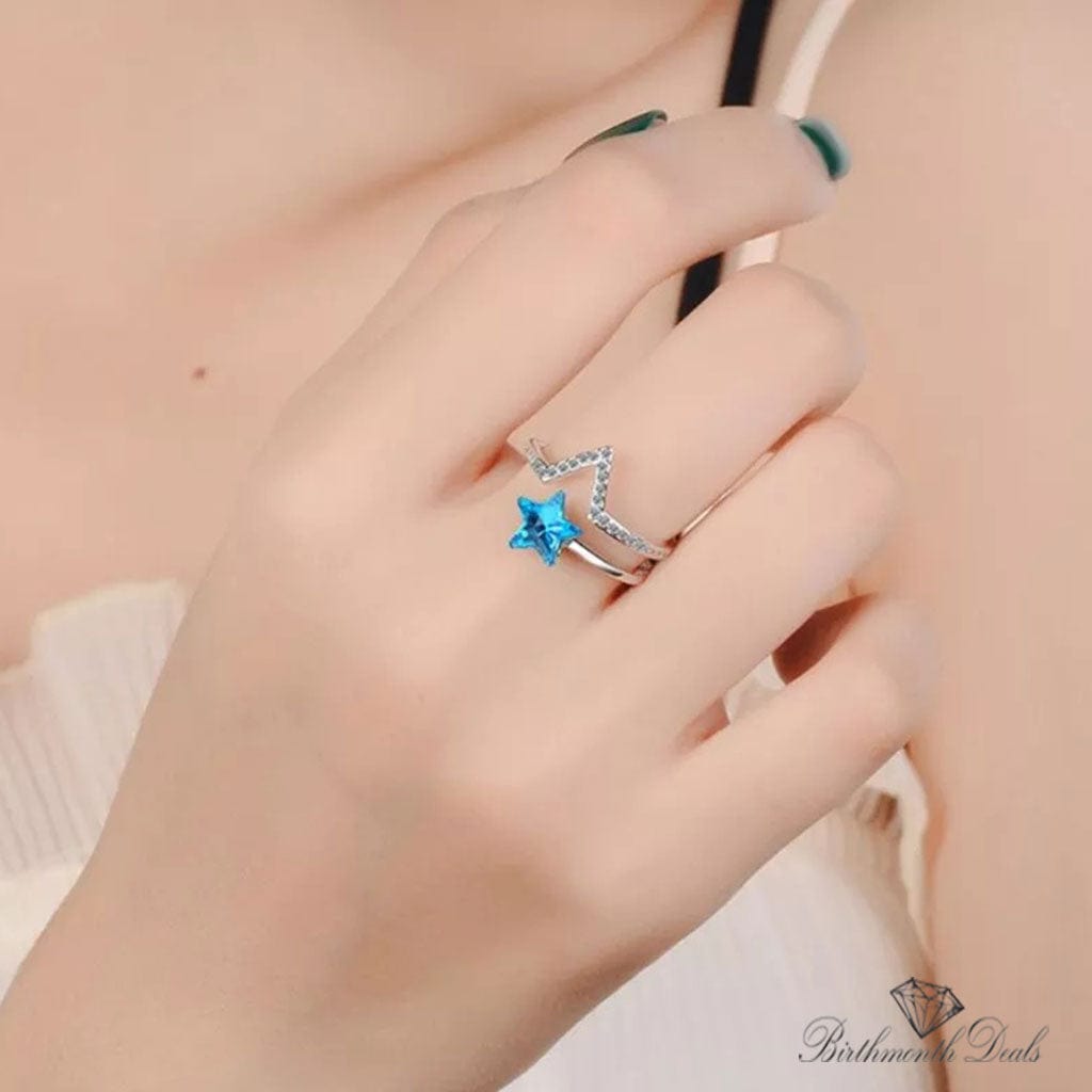 March Aquamarine Birthstone Ring - Birthmonth Deals