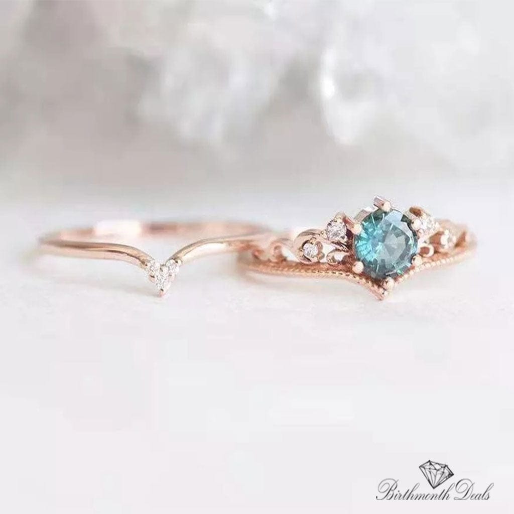 March Aquamarine Birthstone Stacking Ring - Birthmonth Deals