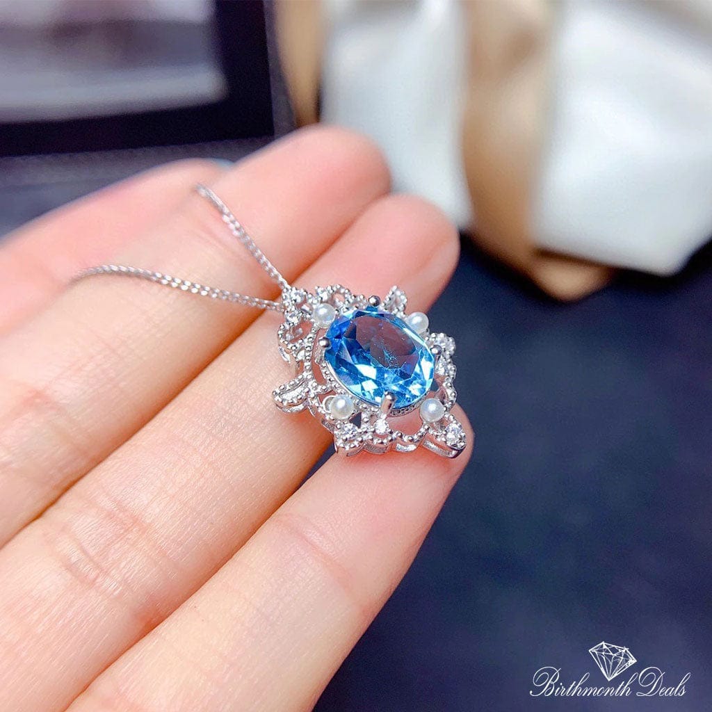 March Aquamarine Birthstone Necklace - Birthmonth Deals