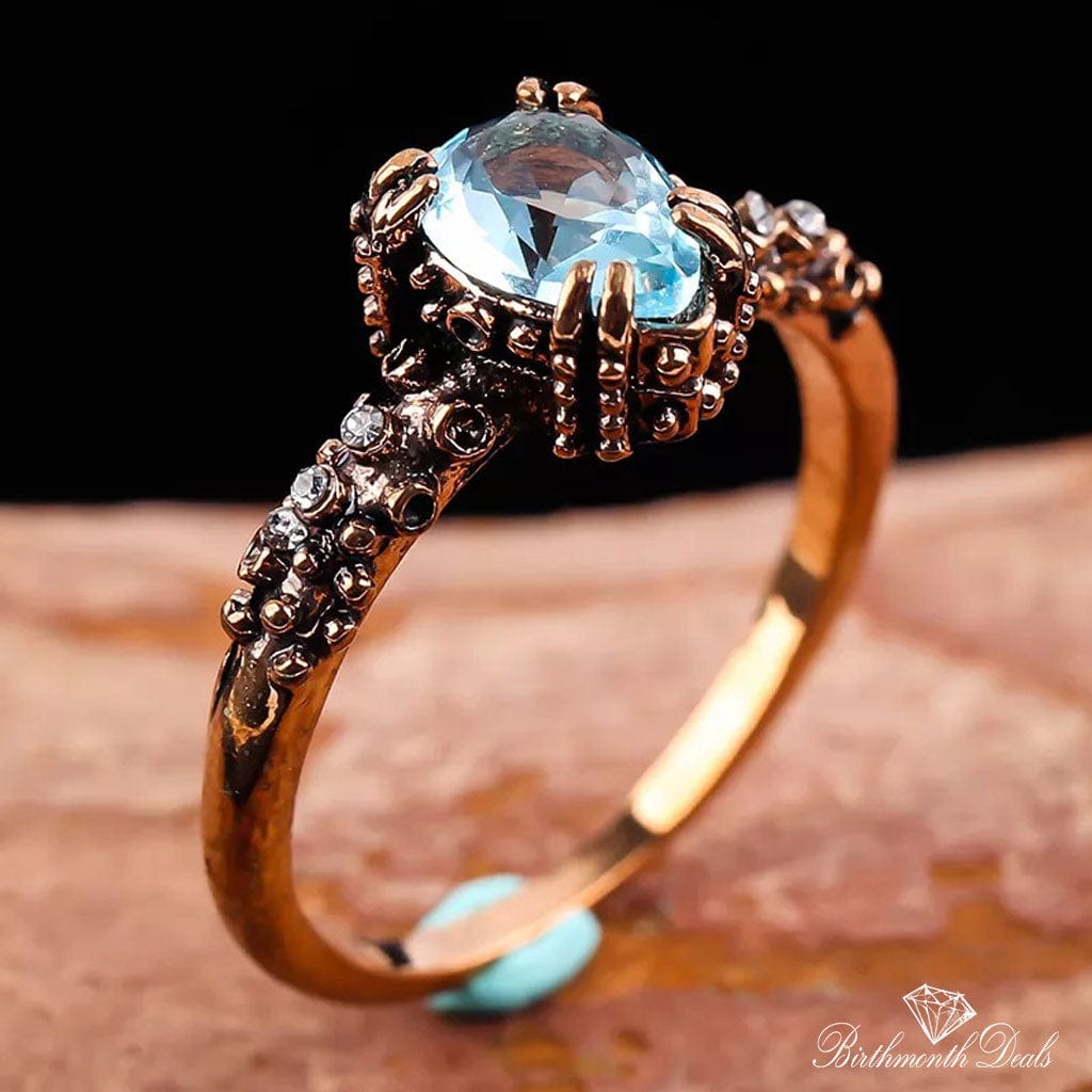 March Aquamarine Birthstone Ring - Birthmonth Deals