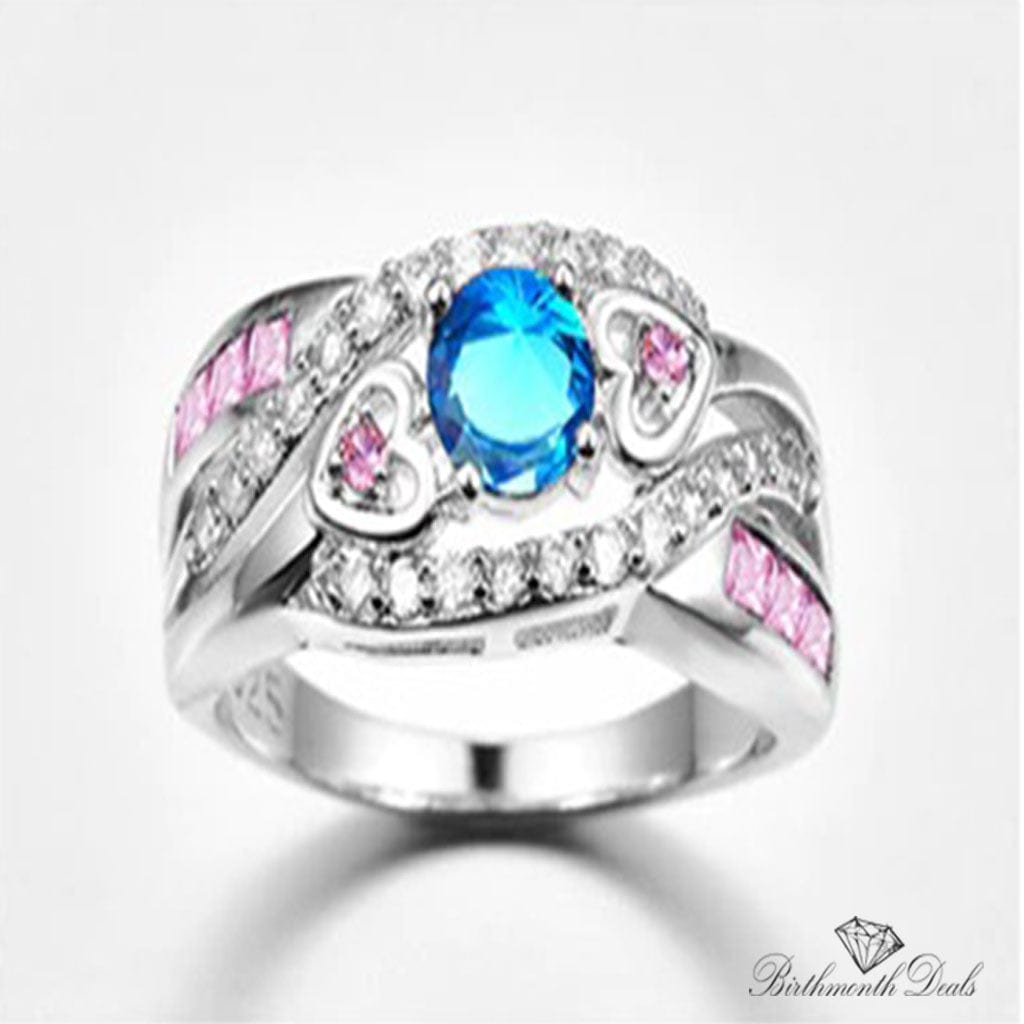 March Aquamarine Birthstone Ring - Birthmonth Deals