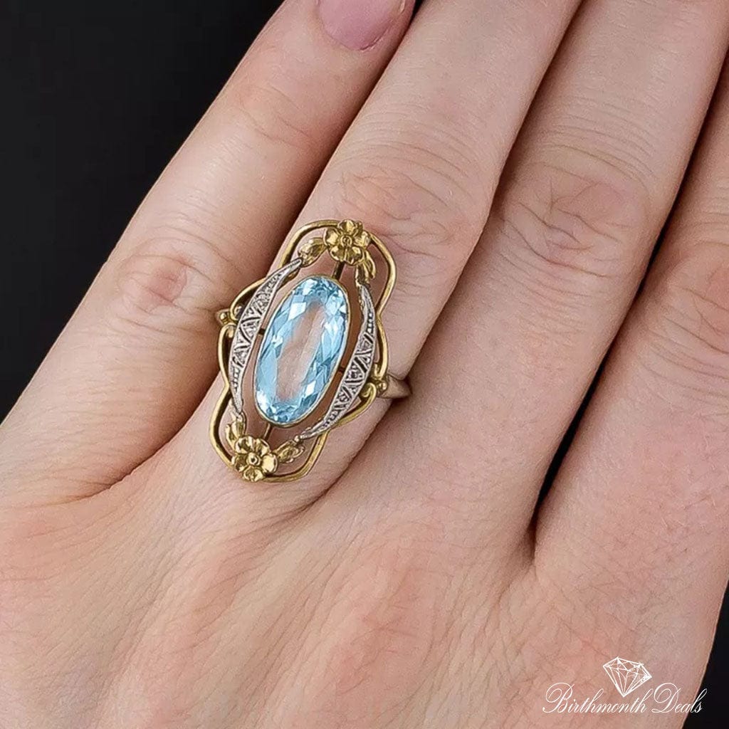 March Aquamarine Birthstone Ring - Birthmonth Deals