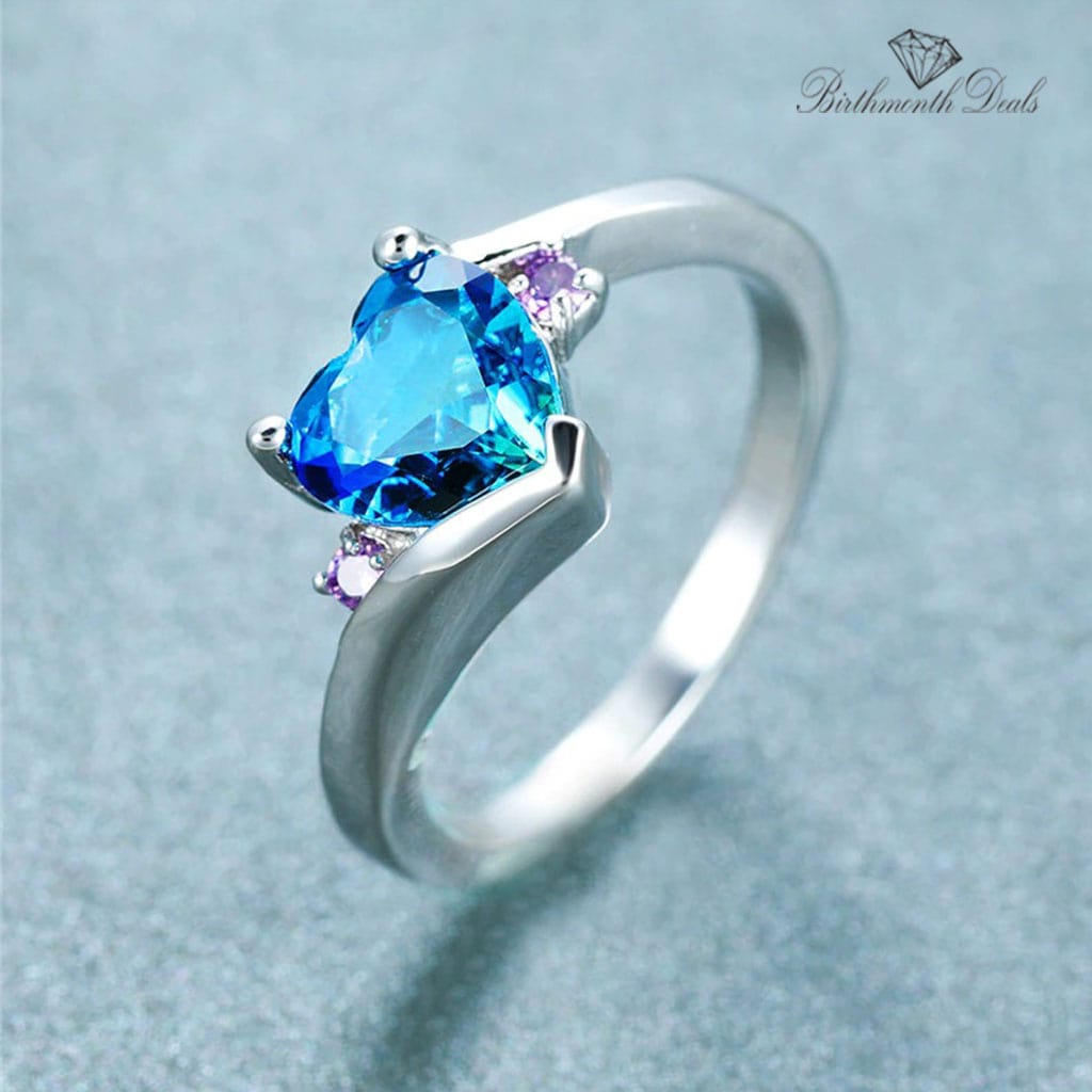 March Aquamarine Birthstone Ring - Birthmonth Deals