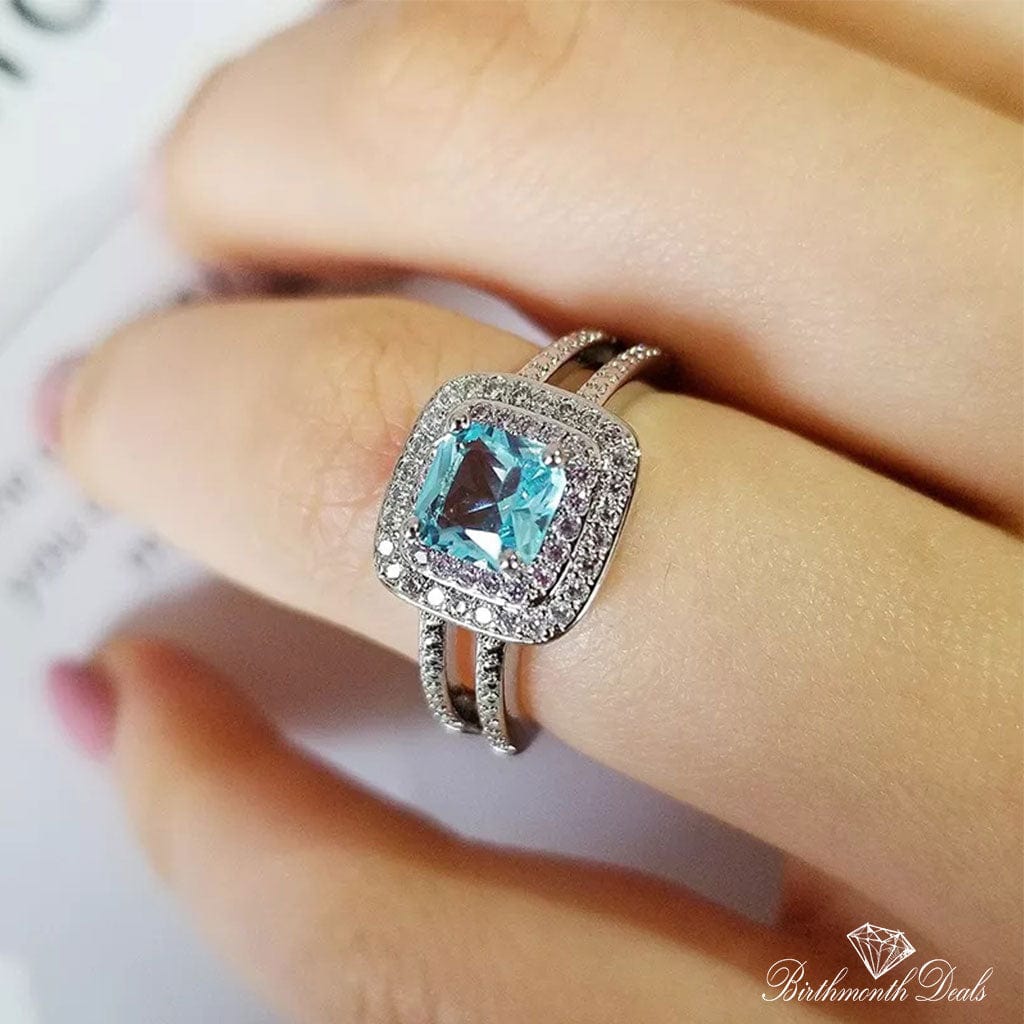 March Aquamarine Birthstone Ring - Birthmonth Deals