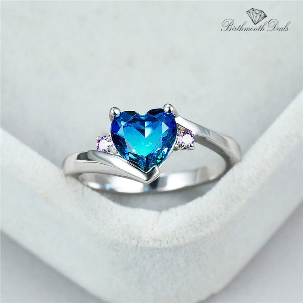 March Aquamarine Birthstone Ring - Birthmonth Deals