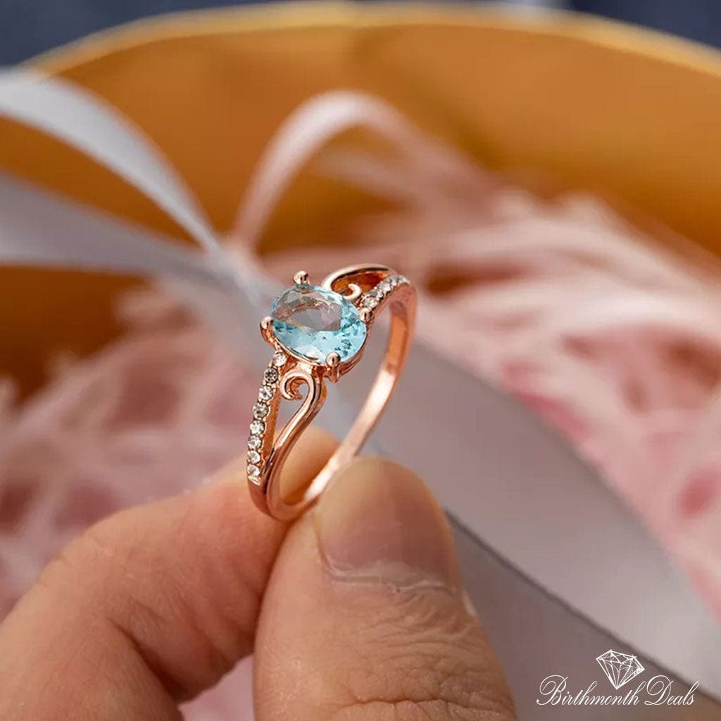 March Aquamarine Birthstone Ring - Birthmonth Deals