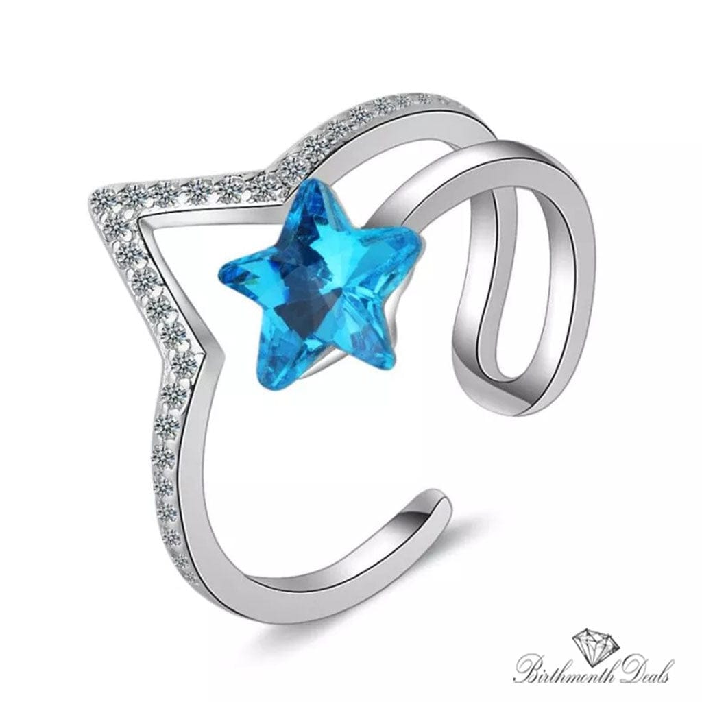 March Aquamarine Birthstone Ring - Birthmonth Deals