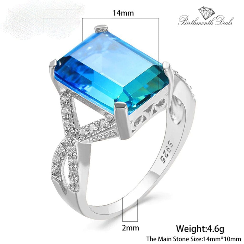 March Aquamarine Birthstone Ring - Birthmonth Deals