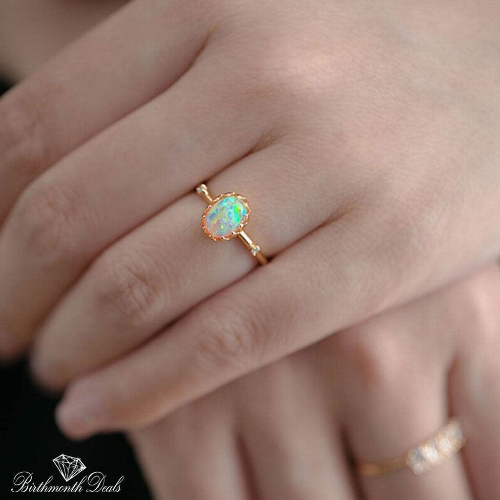 October Opal Birthstone Ring - Birthmonth Deals