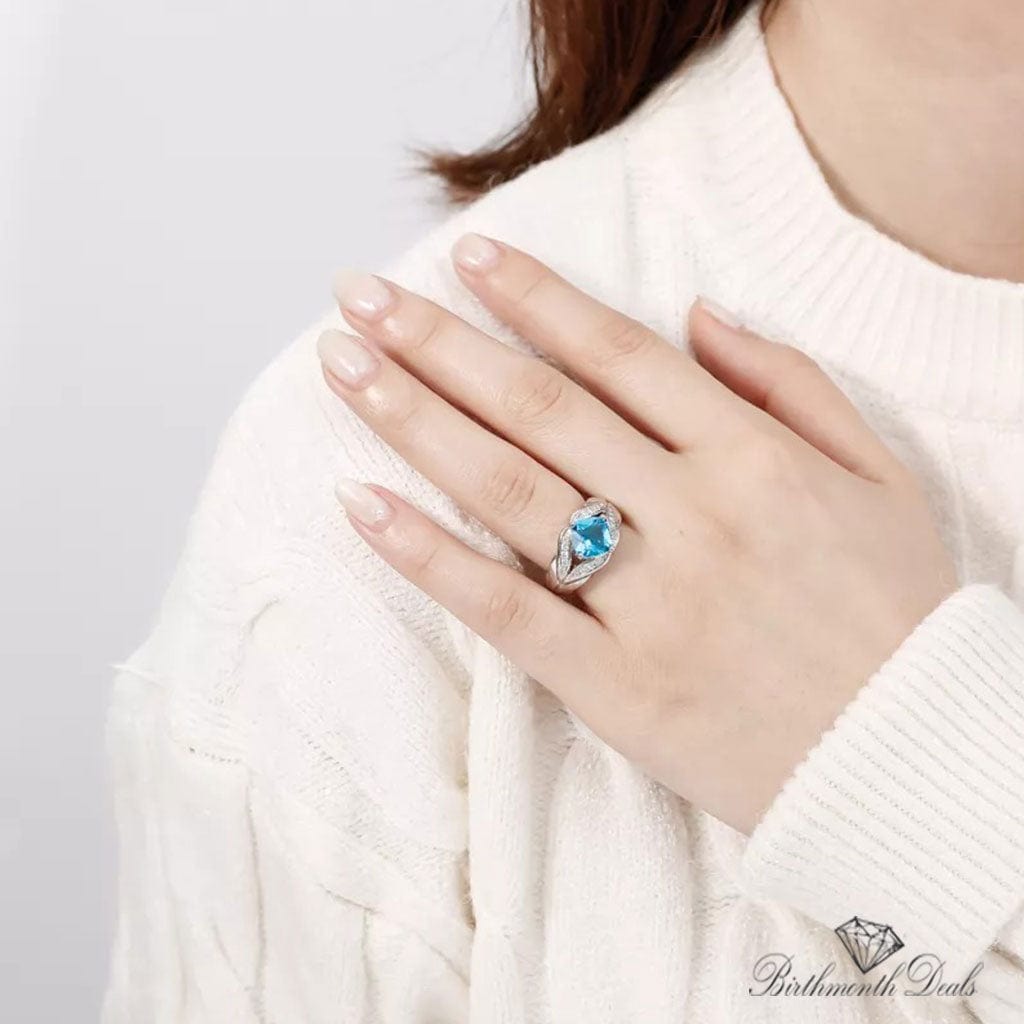 March Aquamarine Birthstone Ring - Birthmonth Deals