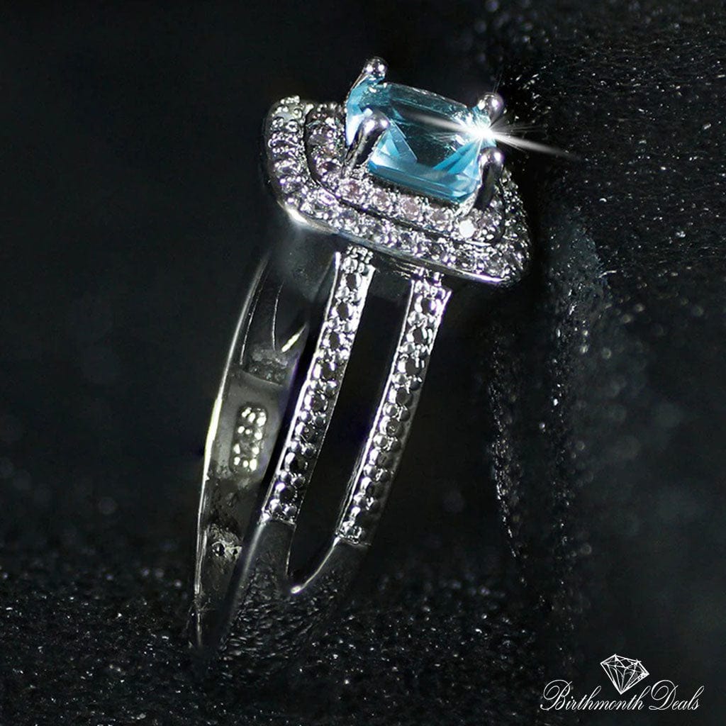 March Aquamarine Birthstone Ring - Birthmonth Deals