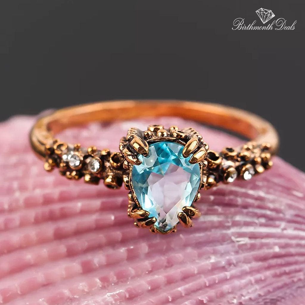 March Aquamarine Birthstone Ring - Birthmonth Deals