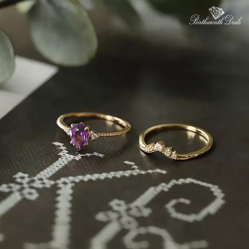 February Amethyst Birthstone Stacking Ring - Birthmonth Deals