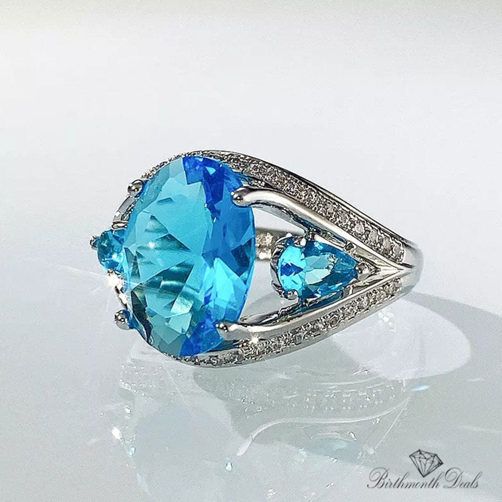 March Aquamarine Birthstone Ring - Birthmonth Deals