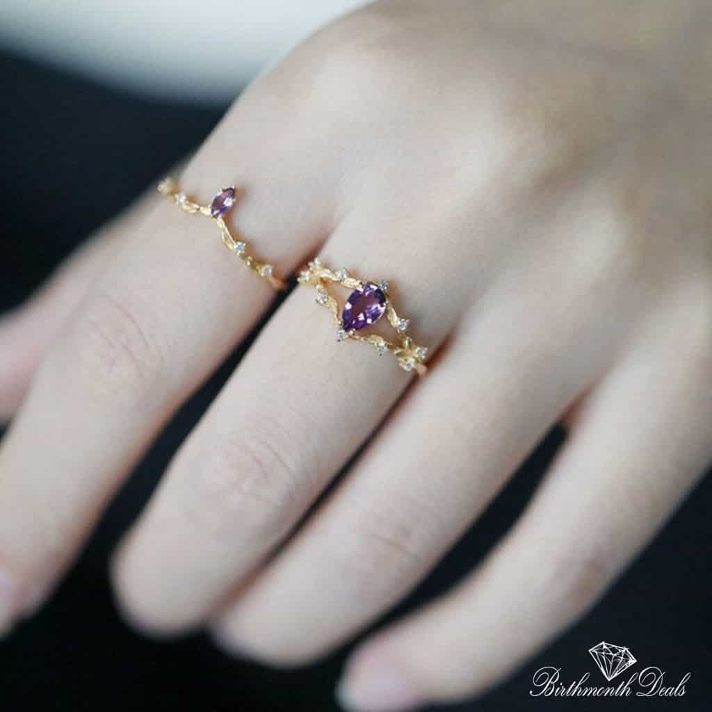 June Alexandrite Birthstone Stacking Ring - Birthmonth Deals