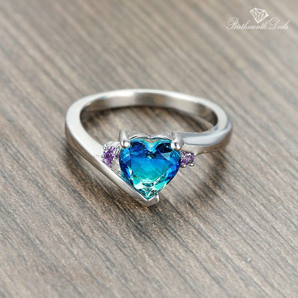 March Aquamarine Birthstone Ring - Birthmonth Deals