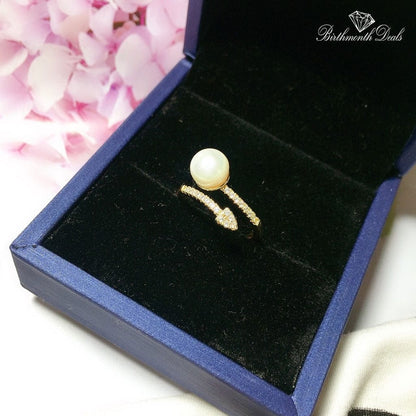 June Pearl Birthstone Ring - Birthmonth Deals
