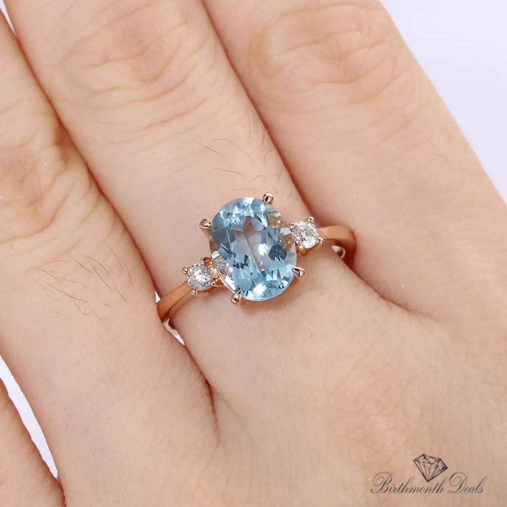 March Aquamarine Birthstone Ring - Birthmonth Deals