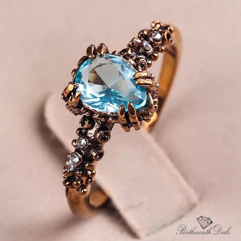 March Aquamarine Birthstone Ring - Birthmonth Deals