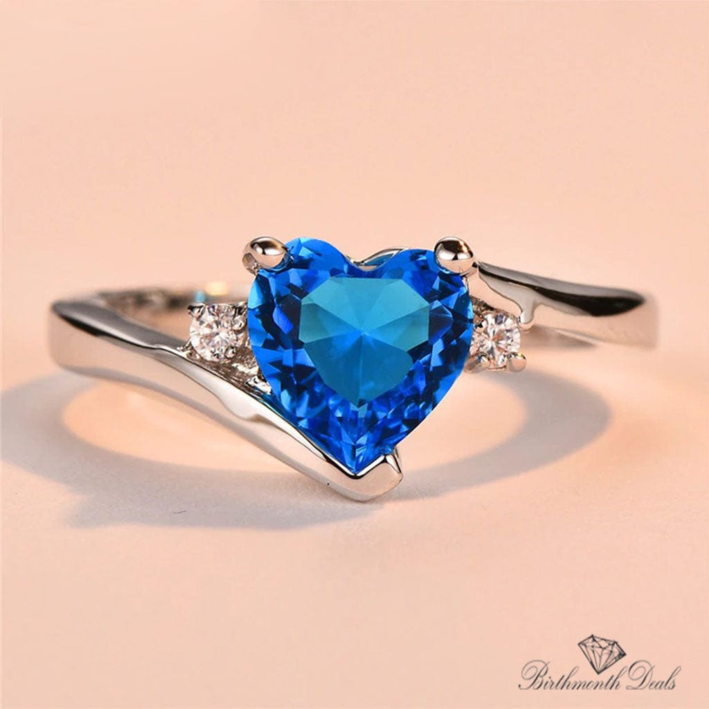 March Aquamarine Birthstone Ring - Birthmonth Deals