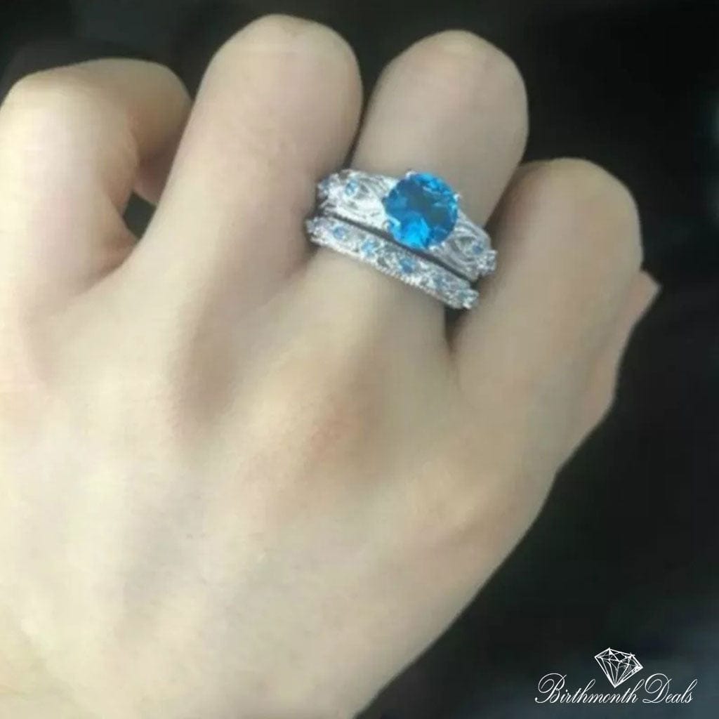 March Aquamarine Birthstone Stacking Ring - Birthmonth Deals