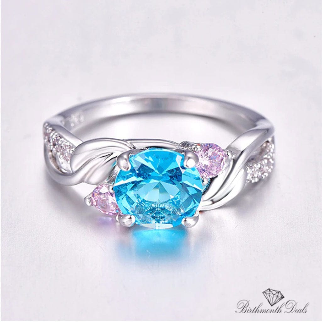 March Aquamarine Birthstone Ring - Birthmonth Deals