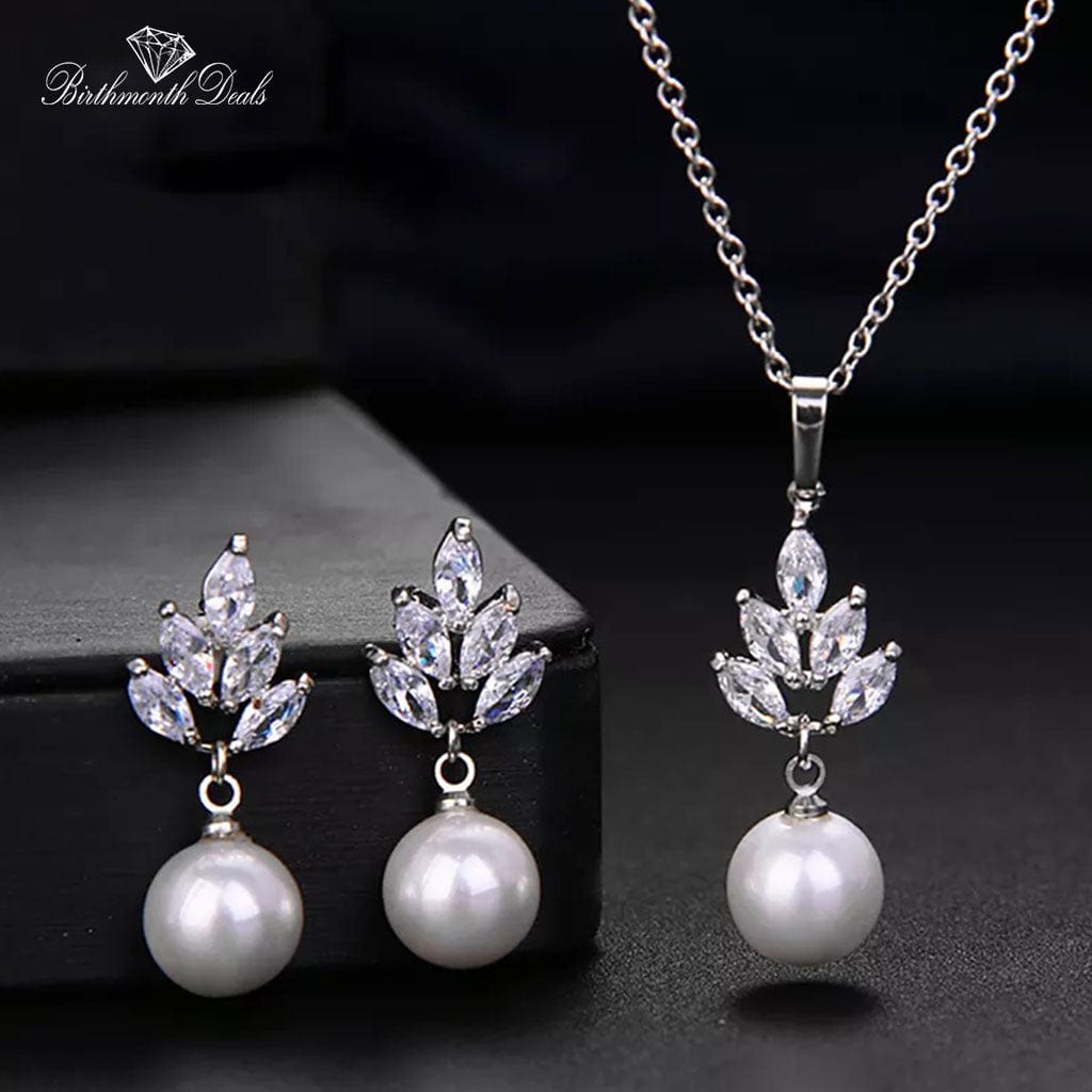 June Pearl Birthstone Jewelry Set - Birthmonth Deals