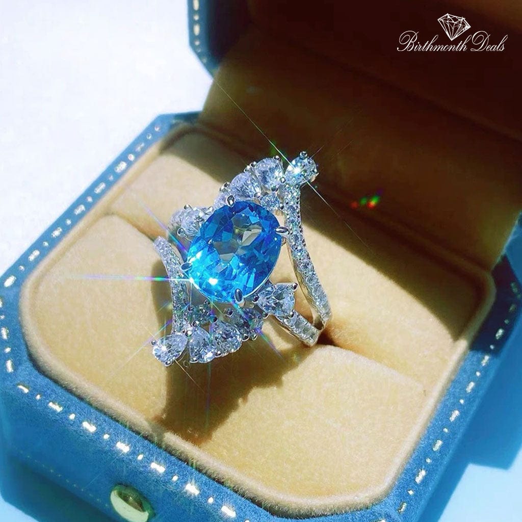 March Aquamarine Birthstone Ring - Birthmonth Deals